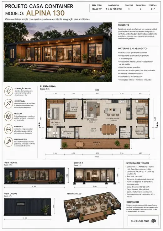 Projeto de casa container 16
