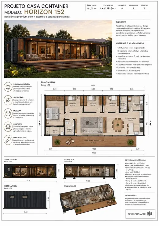 Projeto de casa container 20